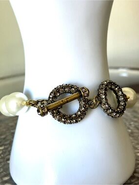 Heidi Daus Swarovski Crystals beaded double toggle bracelet AS IS